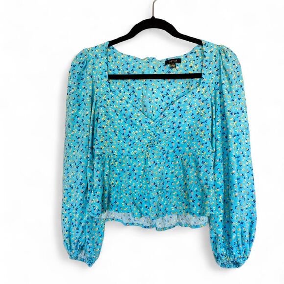 AFRM Soni Balloon Sleeve Crop Top Ditsy Floral Print Size Small - Picture 2 of 5